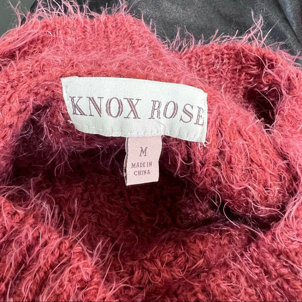 4//$40 Knox Rose‎ Knit Lace Trim Rose Pink Sweater